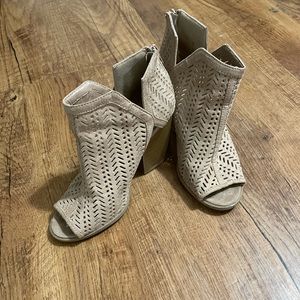 Charlotte Russe Tan Heeled Open Toe Booties